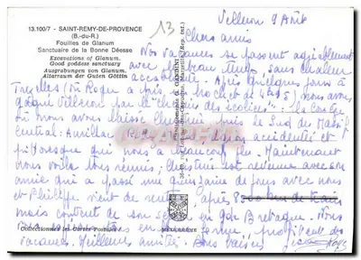 Glanum — Escavações da Boa Deusa — Editor G. Gandini — Verso