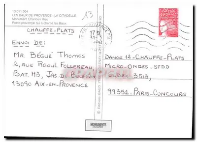 Les Baux-de-Provence - Monument Charloun Rieu — Wydawnictwo Opisów Zabytków — Rewers