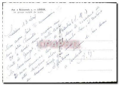O grupo escultórico do jardim — Lisieux — editor desconhecido, número de série não visível — Verso
