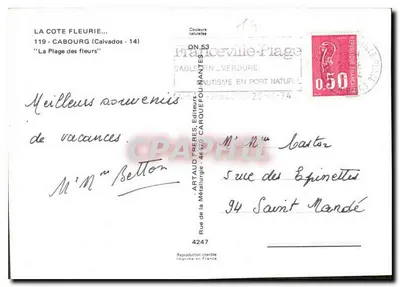 Cabourg — Il Grand Hotel, Il Giardino Pubblico, Il Casinò, La Spiaggia, L'Hotel Normandie — Artaud Frères, Editori — Verso