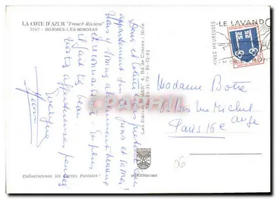 Bormes-les-Mimosas — Igreja cercada de ciprestes — Edição Mexichrome — Verso