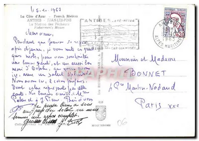 De Kust van de Azuurblauwe Kust - Juan-les-Pins - La Maison des Pêcheurs — uitgever IRIS — Achterkant