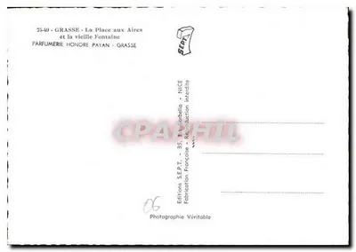 Grasse — Plac aux Aires i stara fontanna — Wydawnictwo S.E.P.T. — Nice — Rewers