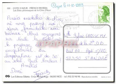 Côte d'Azur — Os Sítios pitorescos da Côte d'Azur — Edições Gilletta — Verso