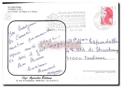 CANNES — Plaże Croisette i Suquet — Erys Azurcolor Editions — Rewers
