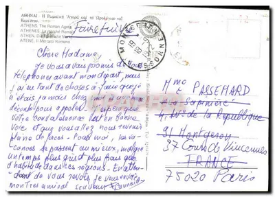 Ateny — Rzymski rynek — widok z ruin i wzgórza Lycabette — wydawca nieznany — Rewers