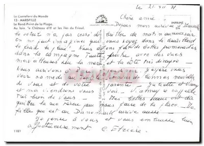 Estátua de David — Praça do Rond-Point de la Plage — Editor Jouloud Naturelles — Verso
