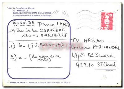 Basilica of Notre-Dame de la Garde — view through the foliage — Carrefour du Monde editions n°1280 — Back