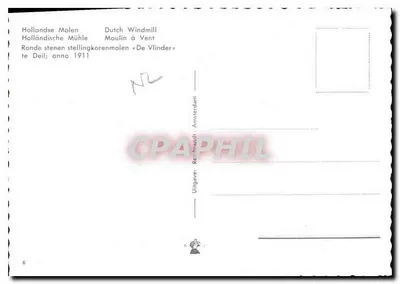 Moinho de vento « De Vlinder » — Deil — edição Reimbraidi, Amsterdam — Verso
