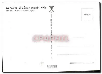 Nice - Promenada Anglika — Wyd. A. Rion, n° 36/5.15 — Rewers