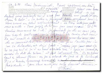 Menton — vista geral com o Cap Martin e o porto — Editor N° 5206 — Verso