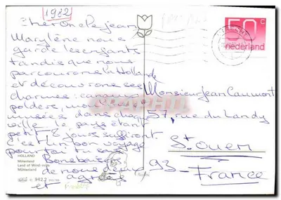 Młyn wiatrowy — Holandia — wydawca S. Stelling nr 9422 — Rewers