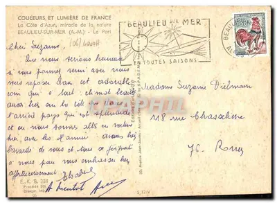 Port w Beaulieu-sur-Mer — Côte d'Azur — Wydawnictwo Jean-Jaures — Rewers