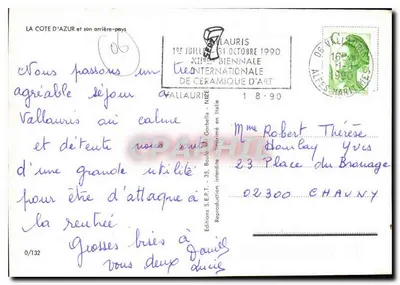 Costa do Azul — Vallauris, Grasse, Vence, St Paul — Edições S.E.P.T. 0/132 — Verso