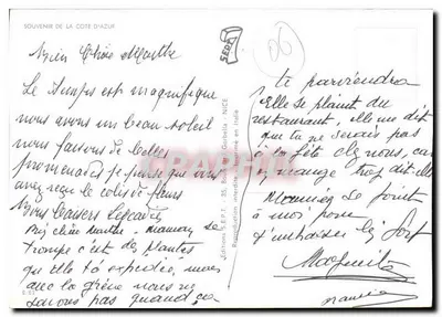 Côte d'Azur — Vista panorâmica das cidades de Nice, Antibes, Juan-les-Pins, Cannes e Monte-Carlo — Edições S.E.P.T. - 35, Bouvier & Gorbelli — Verso