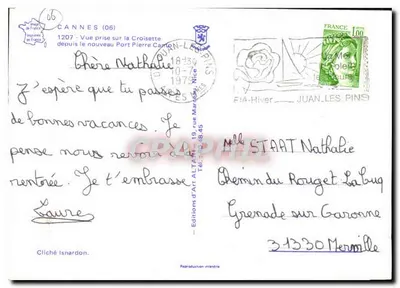 Cannes (06) - Widok z Croisette z nowego portu Pierre Carton — Wydawnictwo Art Juan-les-Pins, nr 19 — Rewers