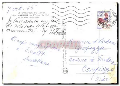 Marseille — A Entrada do Porto e o Forte Saint-Jean — Éditions du Carrefour du Monde, n°1068 — Verso