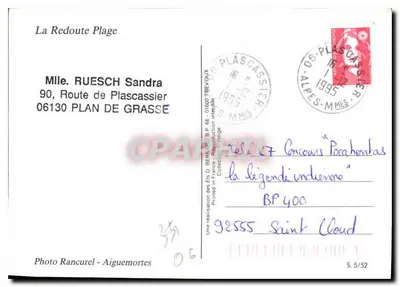 Playa de La Redoute — Plascassier — Foto Rancurel - Aiguemortes, S. 5/52 — Reverso