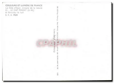 Le Cap Ferrat w nocy — widok z powietrza — Éditions Jean-Jaurès, Paryż — Rewers