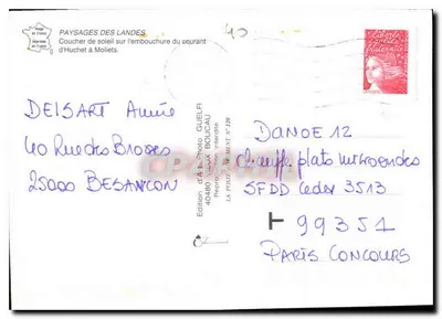 Zachód słońca nad ujściem strumienia Huchet w Moliet — Guerpi — Wydawnictwo Art Photo Vieux Boucau N° 129 — Rewers