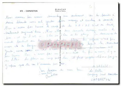 Capbreton — Telegrame Vacances — Editor Elnacap, n°875 — Verso