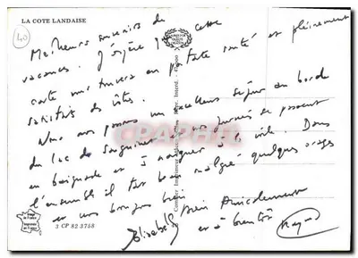 A Costa Landaise — cartão postal turístico — Verso