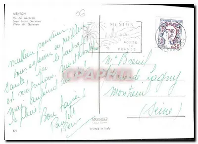 Menton — Vista de Garavan — editor MESSAGER — Reverso