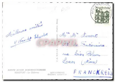 Castelo de Beaufort — Luxemburgo — editor F.A. Schevach — Verso