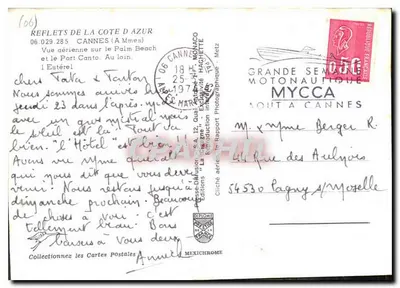 Cannes — Widok z lotu nad Palm Beach i Port Canto — Éditions La Cigogne — Rewers