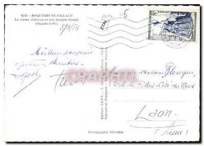 Roquebrune-Village — Stary zamek i jego feudalny wieżowca (fasada południowo-zachodnia) — Wydawnictwo S.E.P.T. - Nice — Rewers