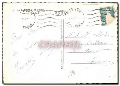 A Basílica de Lisieux — Panorama geral — Reprodução Francesa — Verso