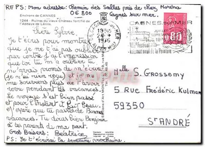 Ruínas do antigo castelo fortificado da Abadia de Lérins — Arredores de Cannes — Éditions d'Art Montliet — Verso