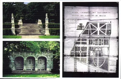 Castelo de Malle — planta do terreno e edifícios — fotografia de M. Dubau