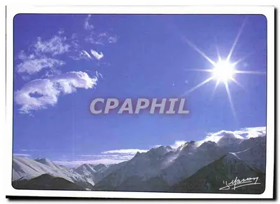 Montanhas nevadas — sol brilhante — editor J. Masson, número de série não visível
