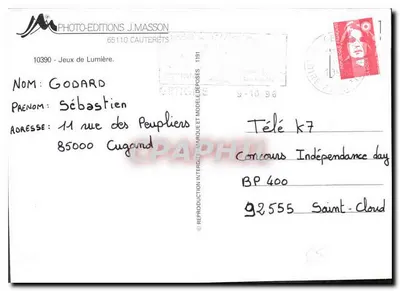 Montanhas nevadas — sol brilhante — editor J. Masson, número de série não visível — Verso