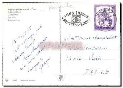 Alpenstadt Innsbruck - Tyrol — Złote Dachl — wydawca KTV, nr 3 017 — Rewers