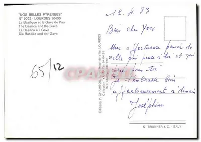 La Basilique et le Gave de Pau — Lourdes — Éditions P. Chambon — Verso