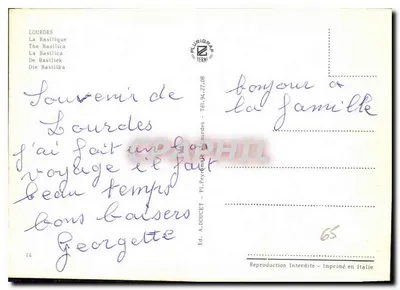 Lourdes — Bazylika — Éd. A. DOUCET, n°14 — Rewers