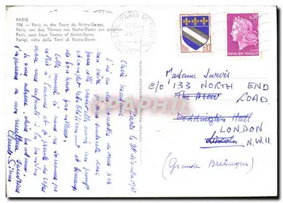 Parigi — vista delle Torri di Notre-Dame — editore Rones, n°758 — Verso