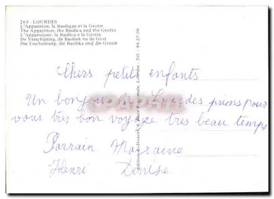 Lourdes — Objawienie, Bazylika i Jaskinia — Wydawnictwo A. Douce & Race, Lourdes — Rewers