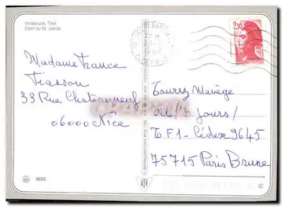 Dom zu St. Jakob — Innsbruck, Tirol — editor KTV, n° 3022 — Verso