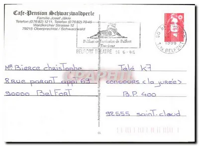 Café-Pension Schwarzwalperle — Oberprechtal, Schwarzwald — wydawca Belfort Tourisme — Rewers