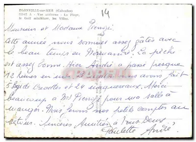Blonville-sur-Mer (Calvados) — Vue aérienne — La Plage, le Golf miniature, les Villas — Production Véritable — Verso