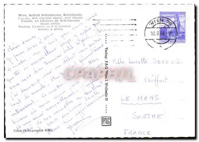 Schönbrunn — poço e estátua — PAG Wien I, n° 45483 — Verso
