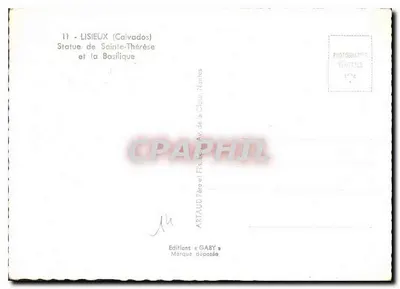 Lisieux (Calvados) — Estátua de Santa Teresinha e a Basílica — Gaby — Verso