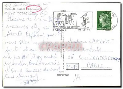 Fontaine d'Arlette — Monument aos Mortos — Editor Artaud, série E/1153 — Verso