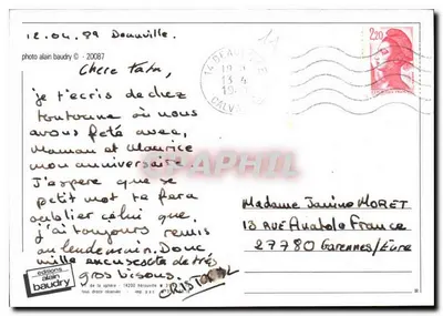 Vue de la mer — plage et vagues — édition Alain Baudry — Verso