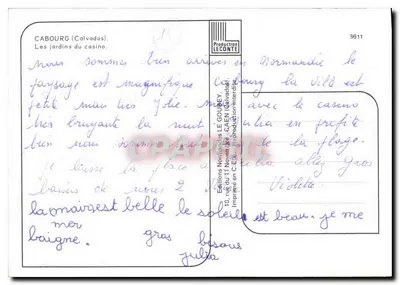 Cabourg — Tuinen van het casino — Uitgever Emy — Achterkant