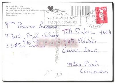 La Côte Fleurie — Honfleur — Quai Sainte-Catherine i la lieutenante — ARTAUD Frères, 344270 CARTHUEFOU — Rewers