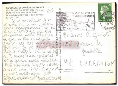 Bassin d'Arcachon — Dune du Pilat widok z lasu — Éditions d'Art Yvon — Rewers